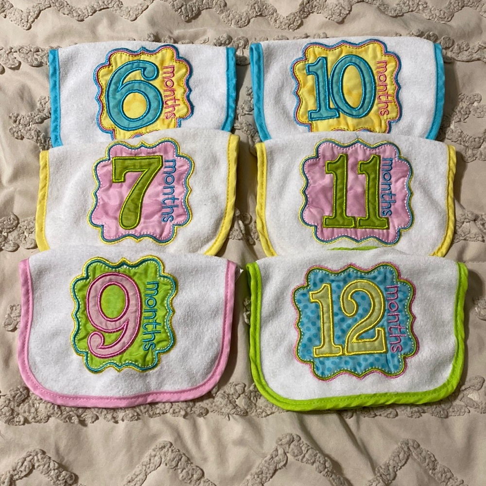 Colorful Monthly Milestone Baby Bib Set